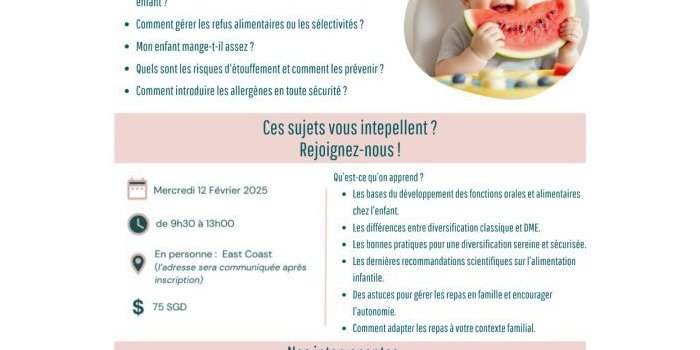 Atelier-conférence APIC : diversification à la cuillère ou DME, les clés pour une alimentation adaptée en toute sécurité